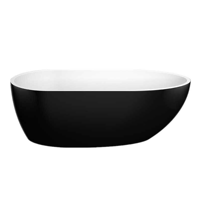 Veda | 1700mm Freestanding Round Designer Bathtub In Gloss White With Gloss Black Finish