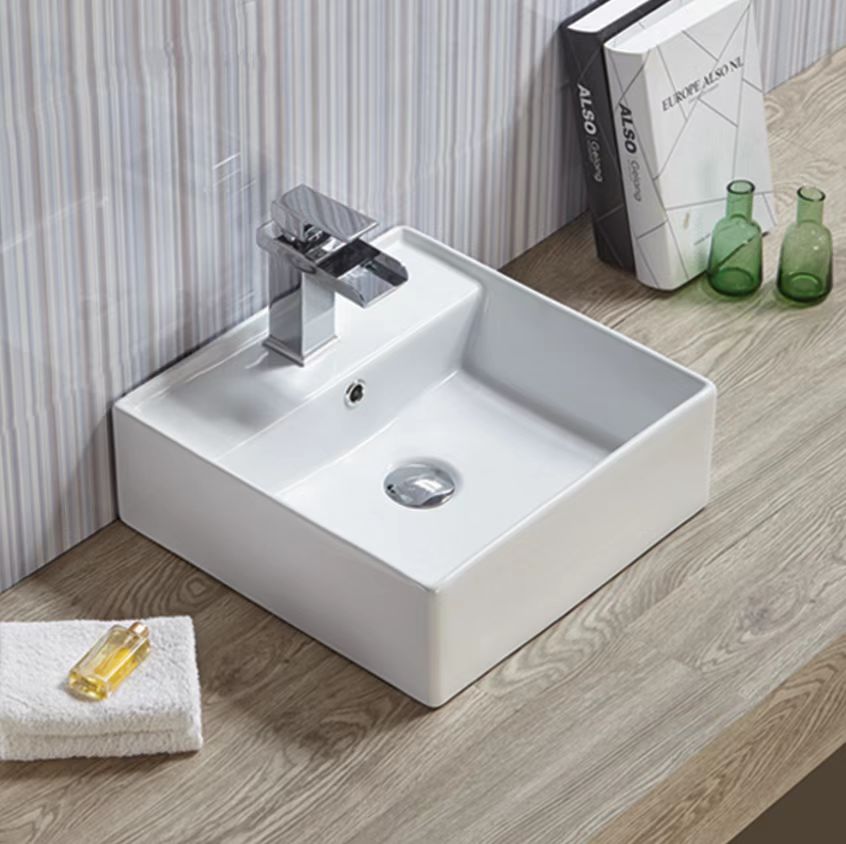 Poseidon | 460 x 460 x 155mm Gloss White Square Wall Hung / Above ...