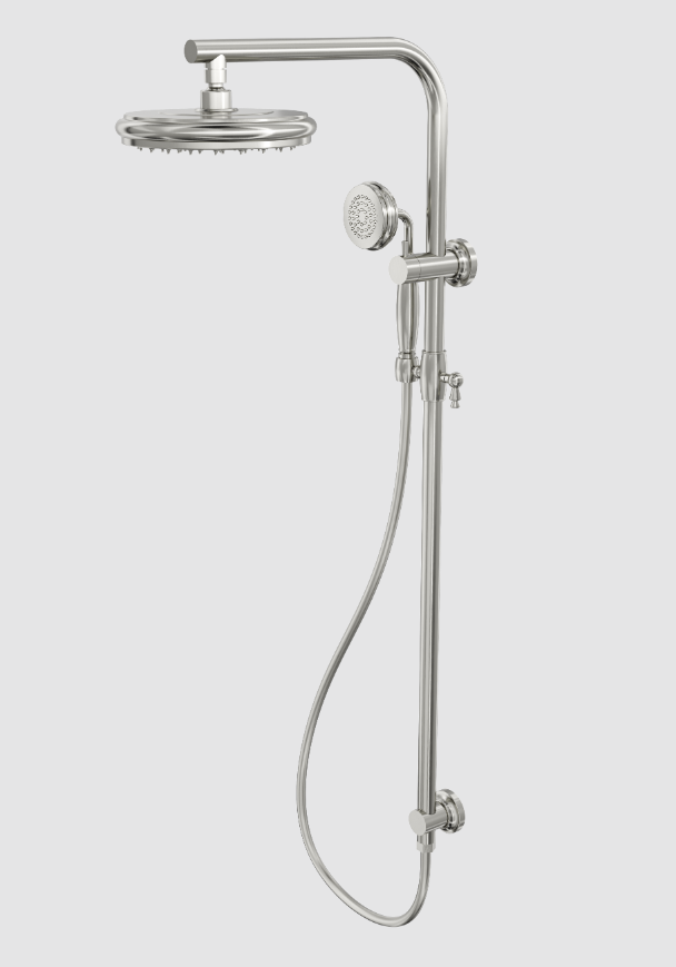 Linsol | Klassique Brushed Nickel Round Twin Shower Combination Rail