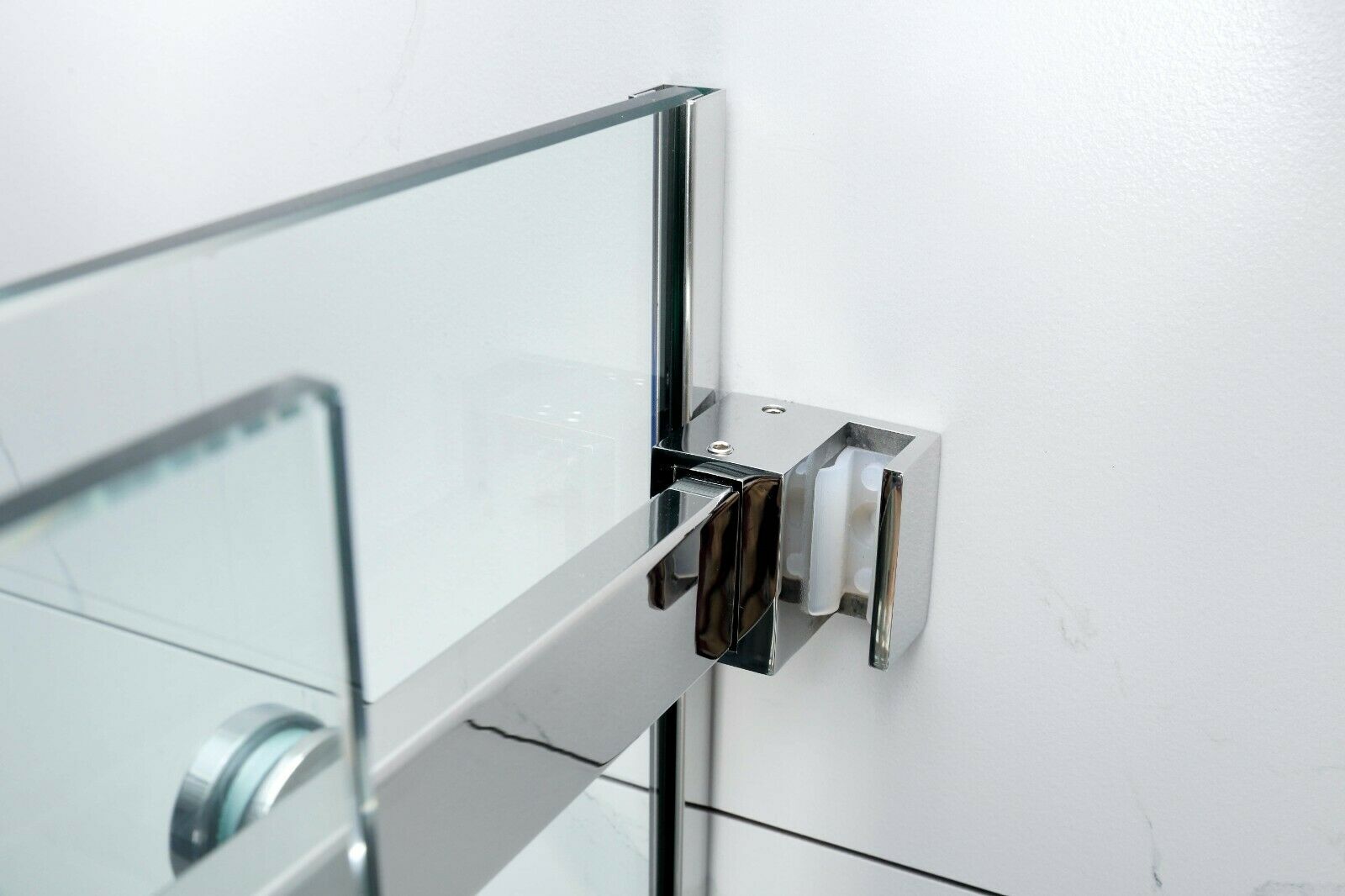 110cm Frameless Wall-to-Wall Shower Screen with Chrome U-Brackets , Brass Hinges & Square Knob Handle main image 0