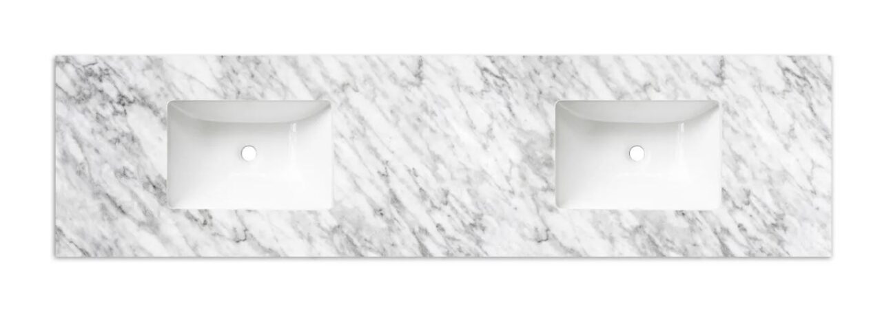 Natural Carrara White Marble Top 18mm With Undermount Basin