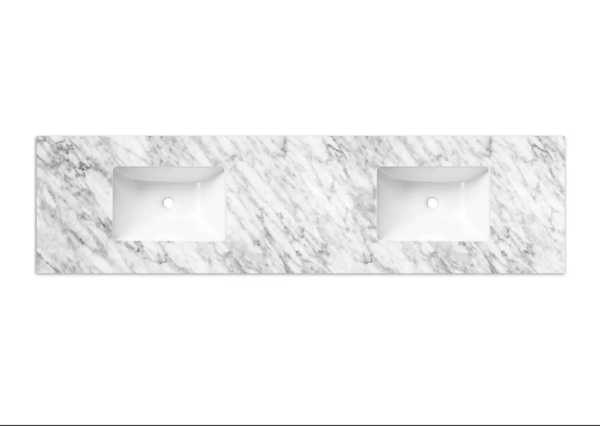 Natural Carrara White Marble Top 18mm With Undermount Basin