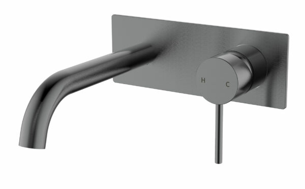 Ikon | Hali Gunmetal Bath/Basin Mixer Curved Spout Combination