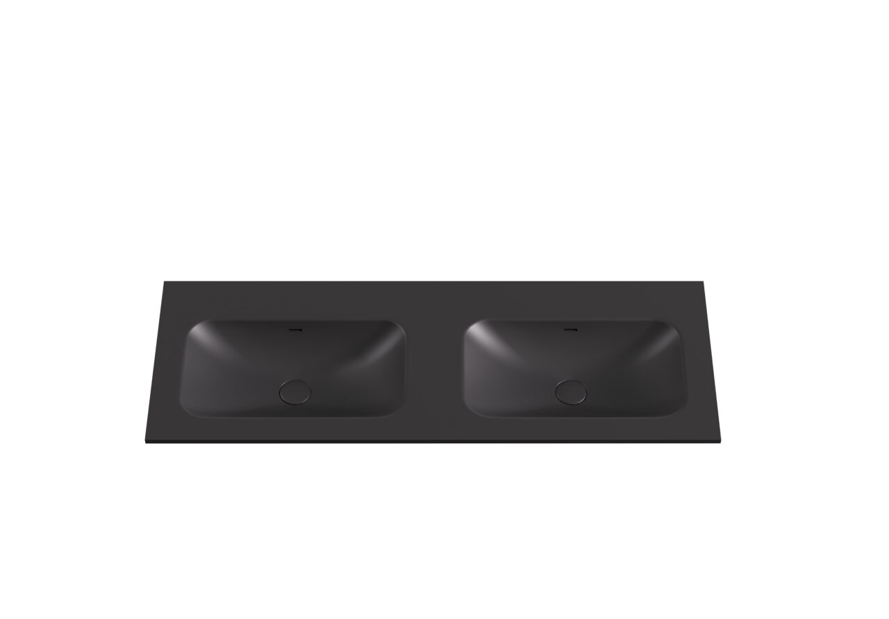 Chasey Solid Surface Vanity Top LK-SCH - LK-SCH124DMB-UTH - Matte Black - Semi Drill
