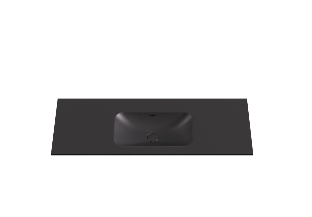 Chasey Solid Surface Vanity Top LK-SCH - LK-SCH124MB-UTH - Matte Black - Semi Drill