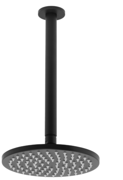 Venezia | Matte Black Overhead Rain Shower Head With 300mm Ceiling Arm