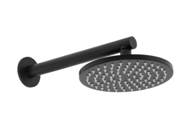 Venezia | Matte Black Overhead Rain Shower Head With 300mm Wall Arm
