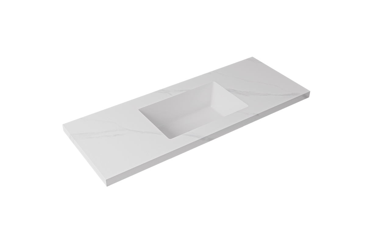 Ceramic Basin Joined with Sintered Stone- LK-UCA-LKUCA124-NTH- Carrara- No tap Hole