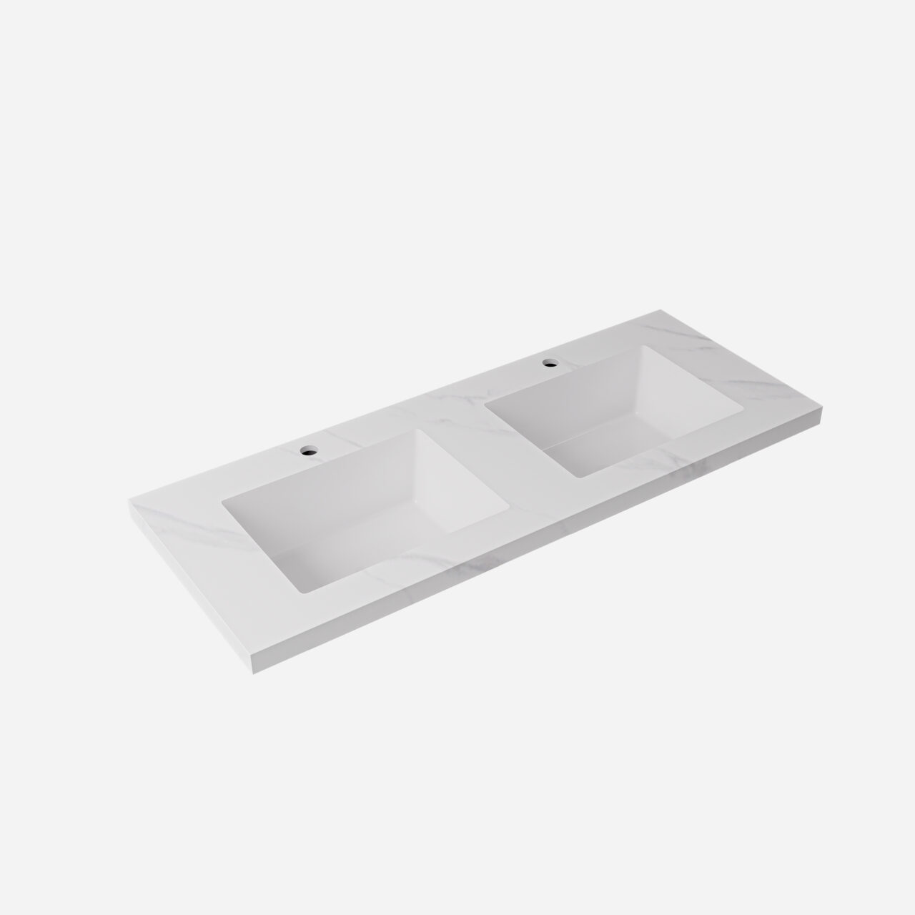 Ceramic Basin Joined with Sintered Stone- LK-UCA-LKUCA124D-TH- Carrara- 12o'clock